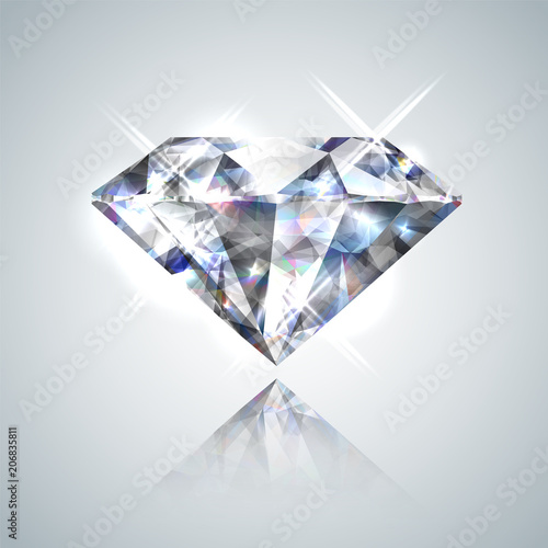 Diamond isolated on white - realistic vector illustration