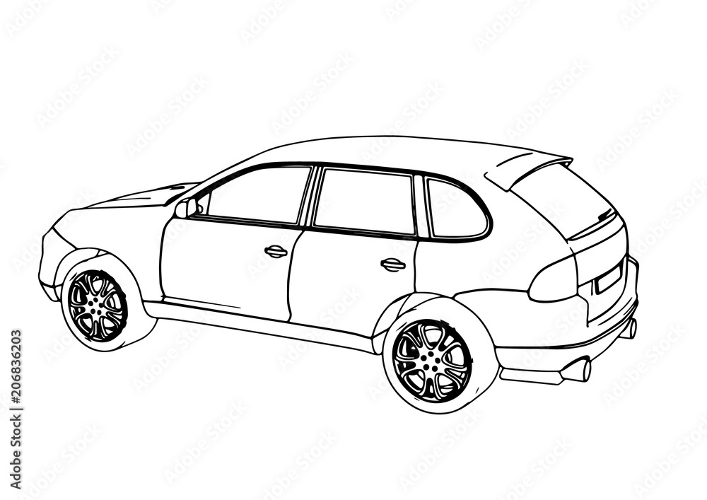 Fototapeta premium sketch SUV car vector
