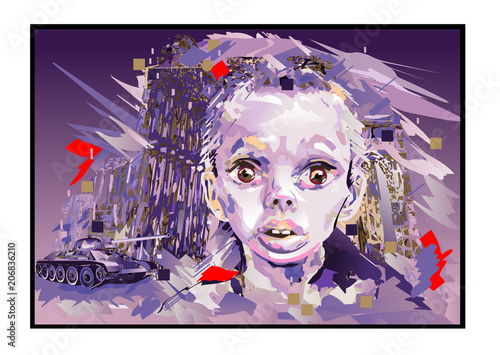 War and the child abstract illustration