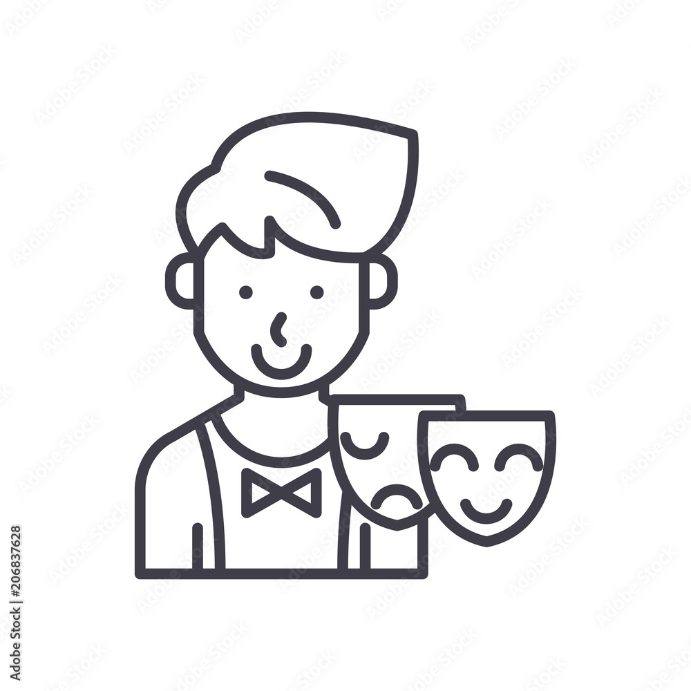 Acting skills black icon concept. Acting skills flat vector symbol, sign, illustration. Acting skills black icon concept. Acting skills flat vector symbol, sign, illustration.