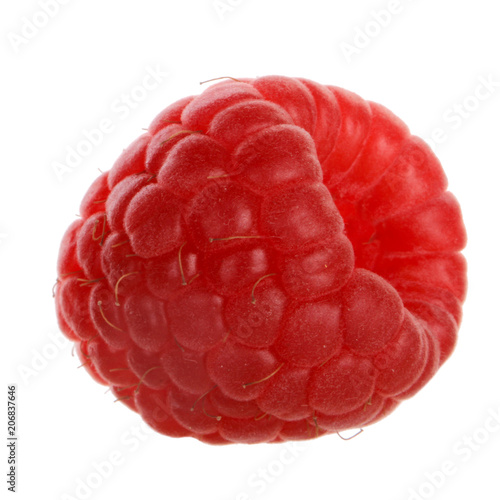 red fresh raspberry isolated on white background