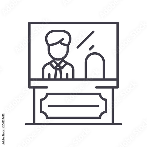 Administrative personnel black icon concept. Administrative personnel flat vector symbol, sign, illustration.