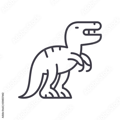 Aggressive strategy, dino black icon concept. Aggressive strategy, dino flat  vector symbol, sign, illustration.