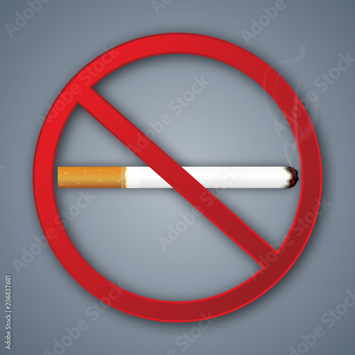 No smoking sign isolated on dark gray background as healthy, Social issues and paper art concept. vector illustration.
