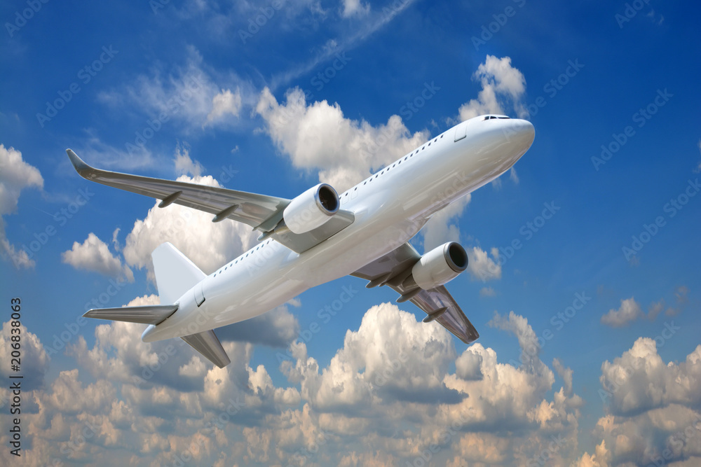 Passenger airplane in the clouds. Passenger airplane in the clouds.