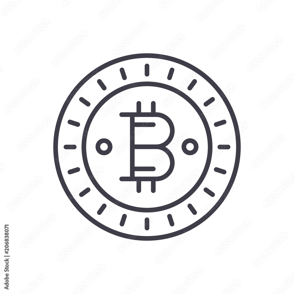 Bitcoin currency black icon concept. Bitcoin currency flat vector symbol, sign, illustration. Bitcoin currency black icon concept. Bitcoin currency flat vector symbol, sign, illustration.