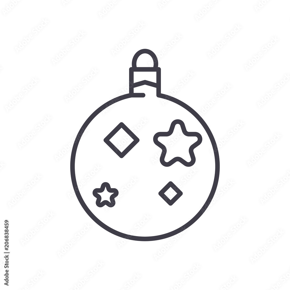 Christmas tree toy black icon concept. Christmas tree toy flat vector symbol, sign, illustration. Christmas tree toy black icon concept. Christmas tree toy flat vector symbol, sign, illustration.