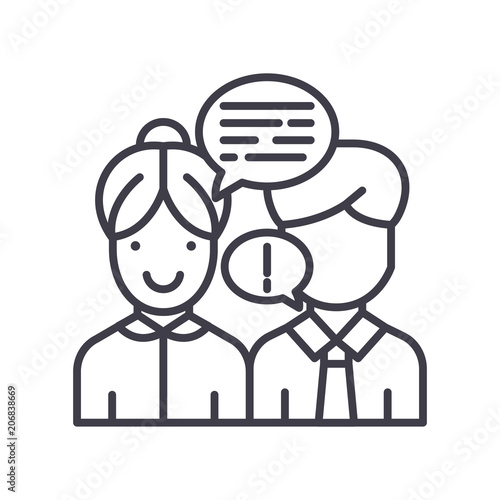 Convincing the interlocutor black icon concept. Convincing the interlocutor flat  vector symbol, sign, illustration.