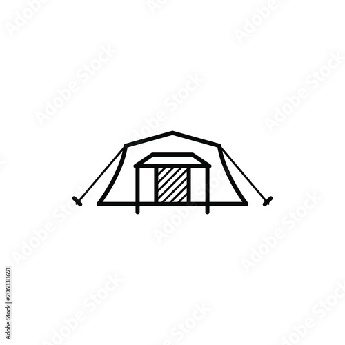 Tent, camp, camping travel home house vector icon symbol line pictogram