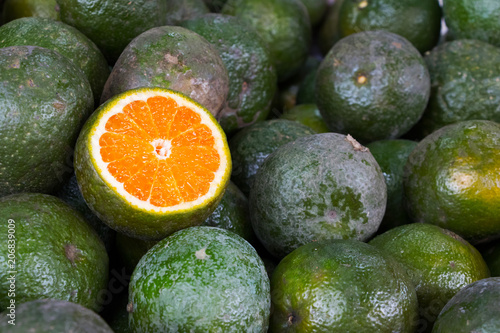 close-up of green mandarin