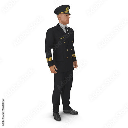 Passenger plane pilot on white. 3D illustration