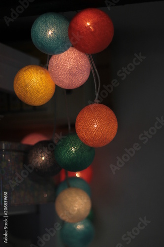 Colourful string light spheres
