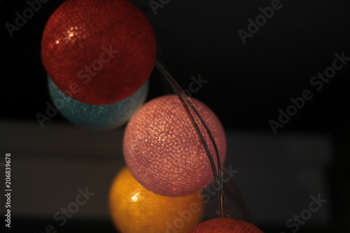 Colourful string light spheres