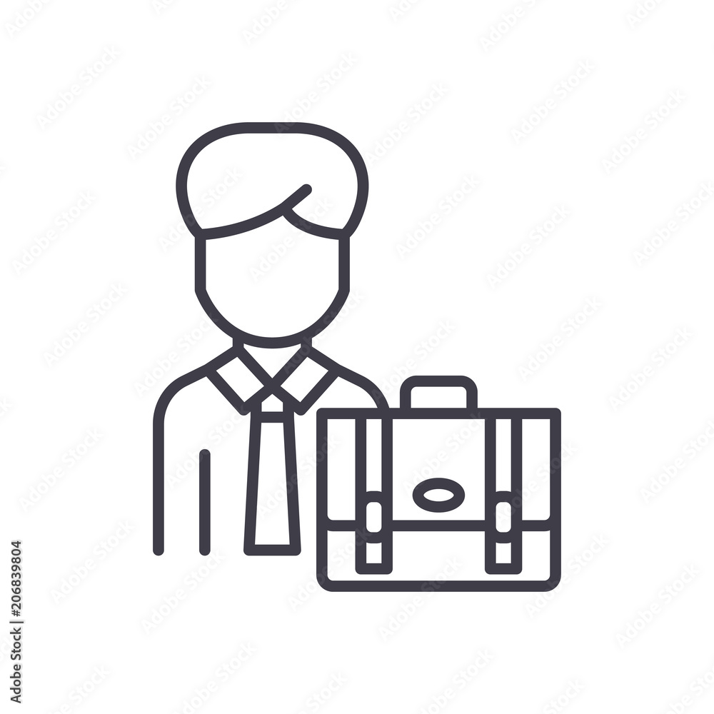 Individual businessman black icon concept. Individual businessman flat  vector symbol, sign, illustration.