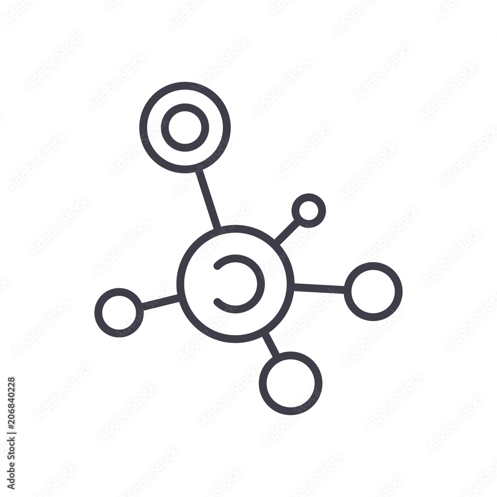 Molecular analysis black icon concept. Molecular analysis flat vector symbol, sign, illustration. Molecular analysis black icon concept. Molecular analysis flat vector symbol, sign, illustration.