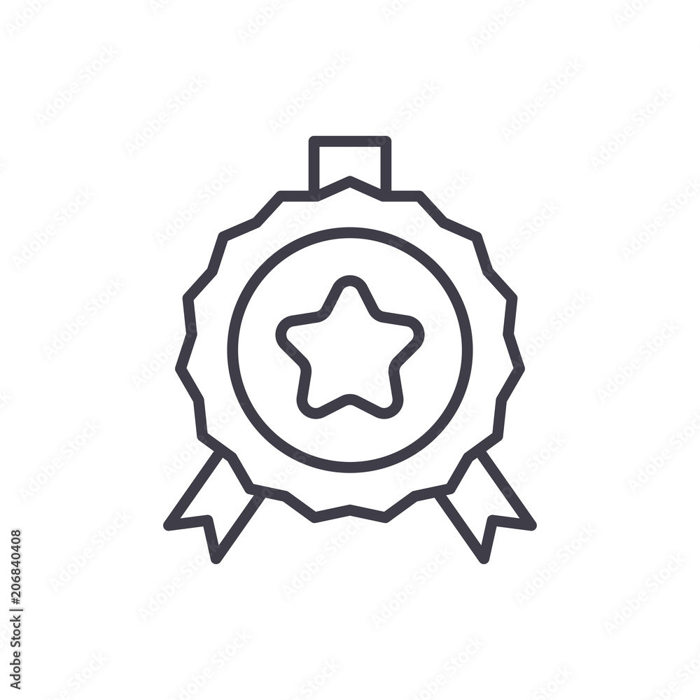 Official award black icon concept. Official award flat  vector symbol, sign, illustration.