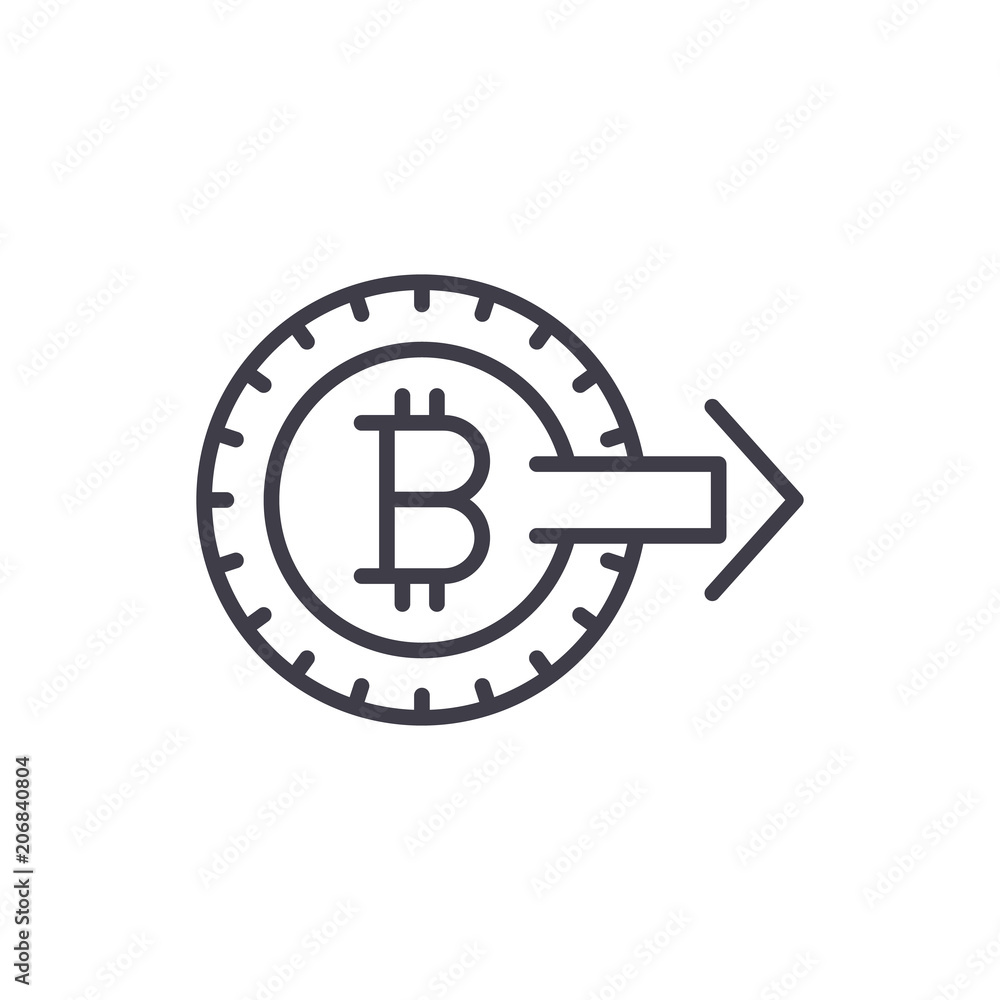 Promotion of bitcoin black icon concept. Promotion of bitcoin flat vector symbol, sign, illustration. Promotion of bitcoin black icon concept. Promotion of bitcoin flat vector symbol, sign, illustration.