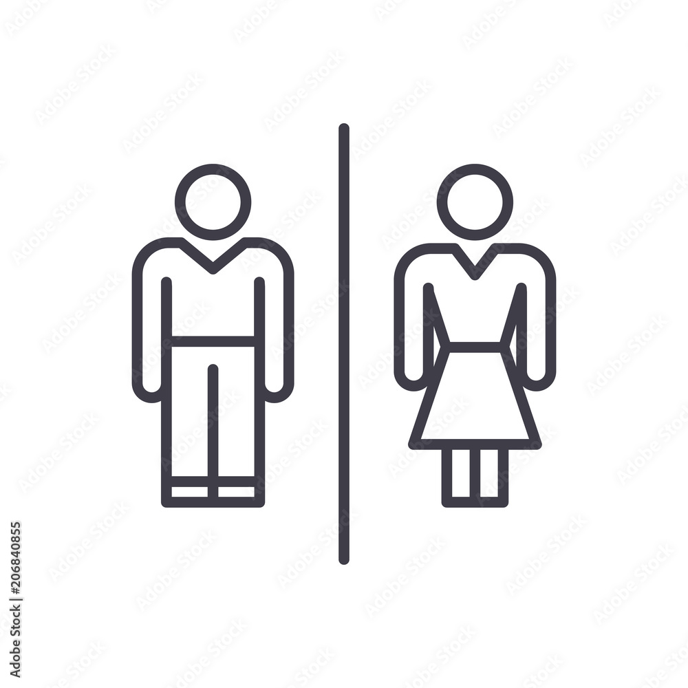 Public toilet black icon concept. Public toilet flat vector symbol, sign, illustration. Public toilet black icon concept. Public toilet flat vector symbol, sign, illustration.