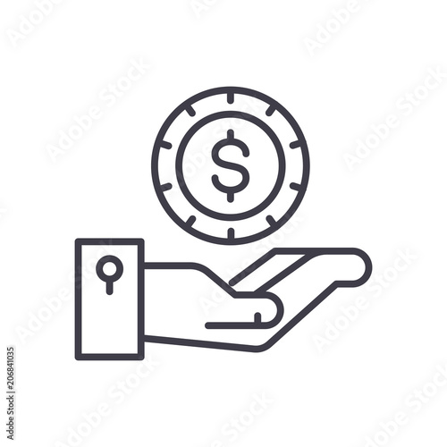 Revenue expectation black icon concept. Revenue expectation flat  vector symbol, sign, illustration.