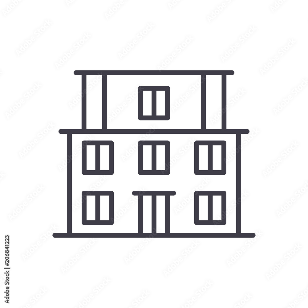 School building black icon concept. School building flat vector symbol, sign, illustration. School building black icon concept. School building flat vector symbol, sign, illustration.