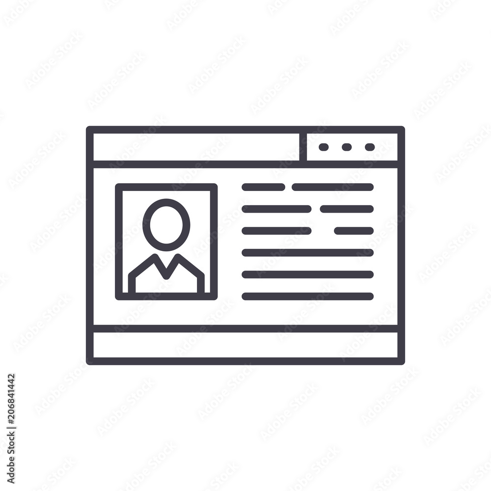 Social network profile black icon concept. Social network profile flat vector symbol, sign, illustration. Social network profile black icon concept. Social network profile flat vector symbol, sign, illustration.