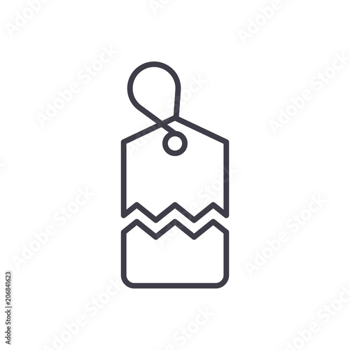 Tear off coupon black icon concept. Tear off coupon flat  vector symbol, sign, illustration.