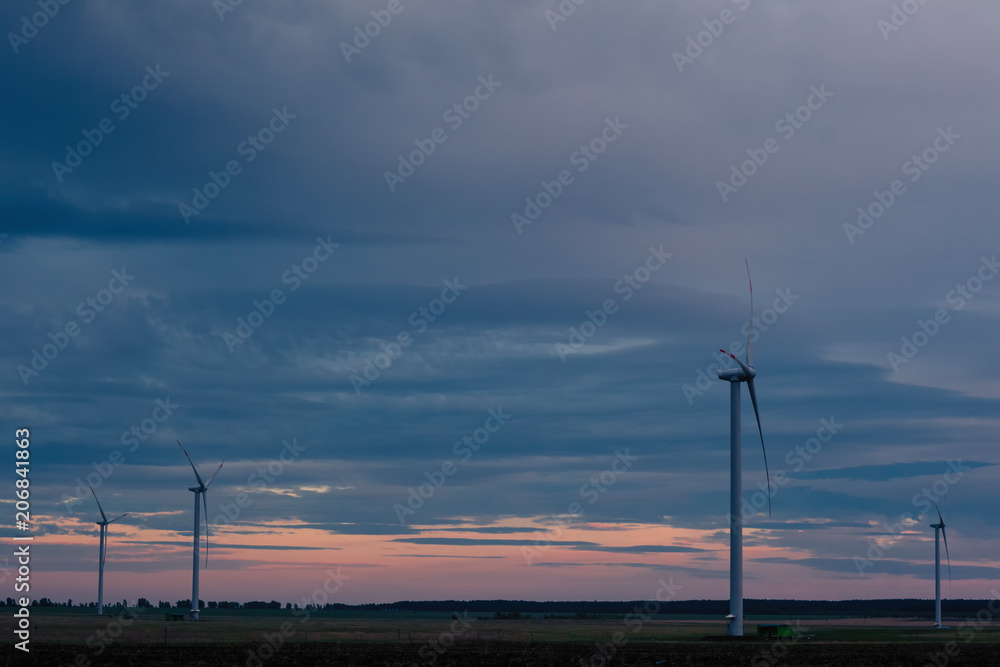 the wind farm in the evening the wind farm in the evening