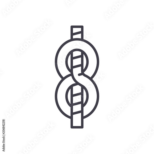 Sailor's knot black icon concept. Sailor's knot flat vector symbol, sign, illustration.