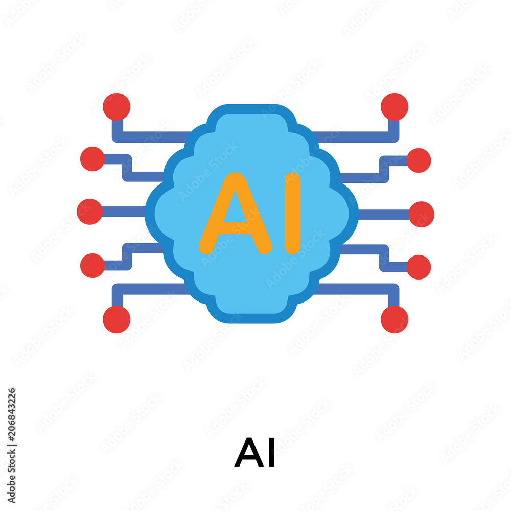 AI icon vector sign and symbol isolated on white background AI icon vector sign and symbol isolated on white background