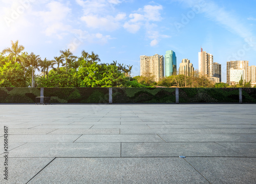 empty square floors and modern city skyline in Shenzhen,China