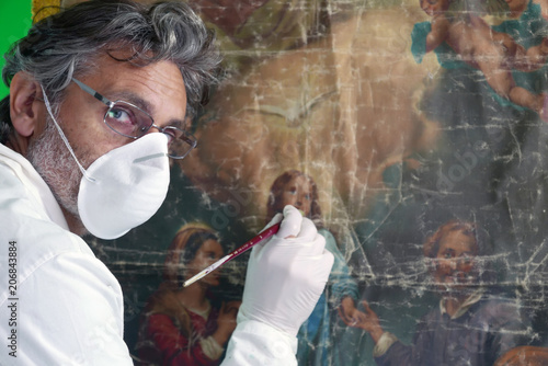 Bilde på lerret restorer with  painting  artwork