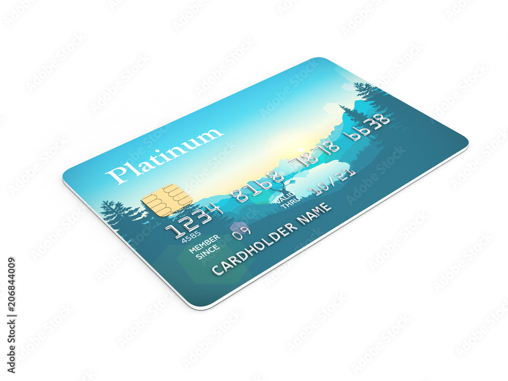 3d illustration of detailed glossy credit card isolated on white background 3d illustration of detailed glossy credit card isolated on white background