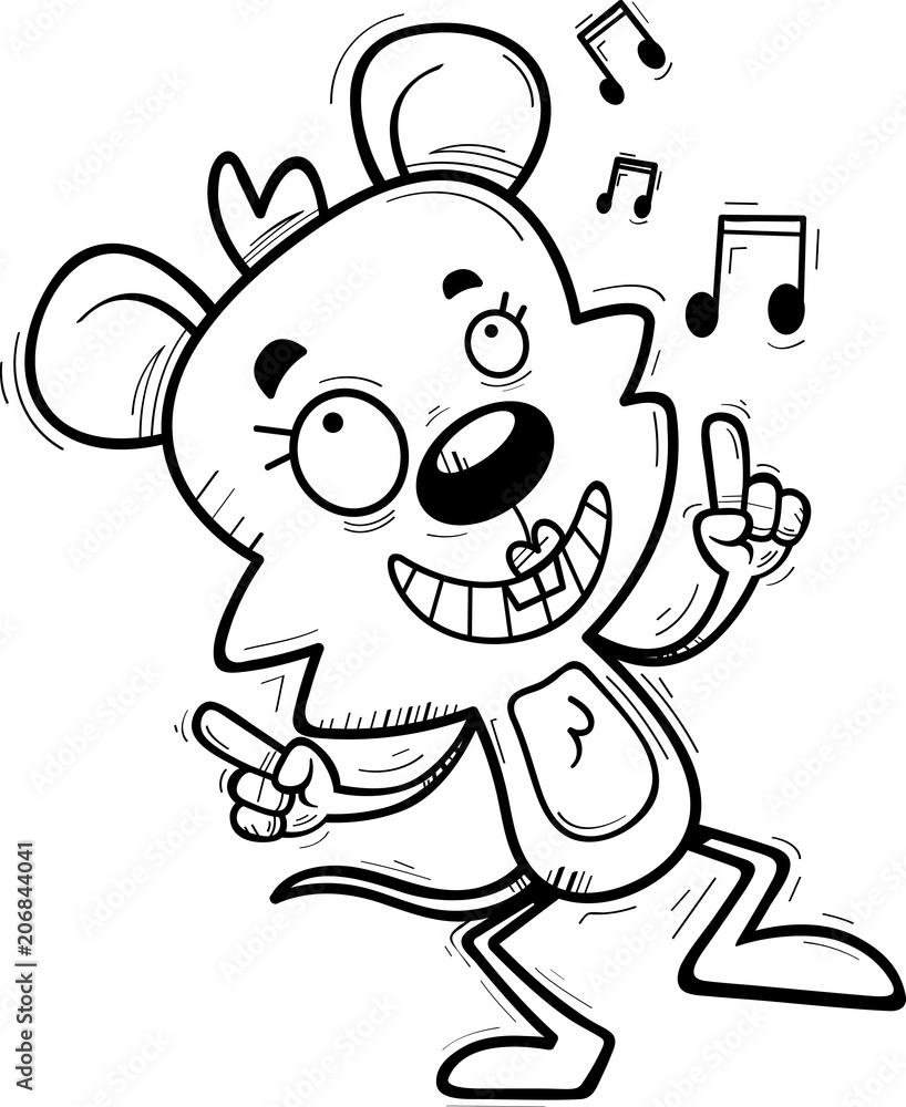 Obraz premium Cartoon Female Mouse Dancing