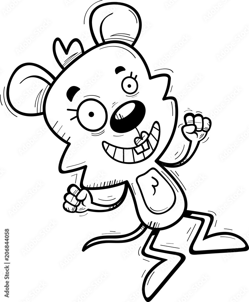 Cartoon Female Mouse Jumping Cartoon Female Mouse Jumping