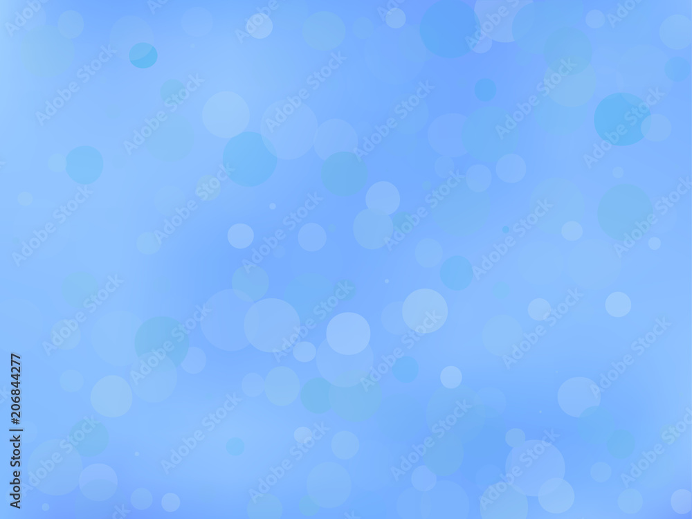 Blue gradient background with bokeh effect. Abstract blurred pattern. Light background Vector illustration