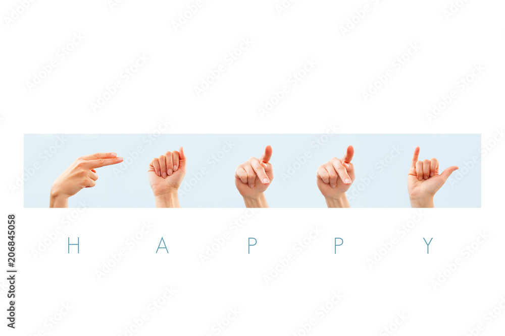 Fototapeta premium Happy word in american sign language