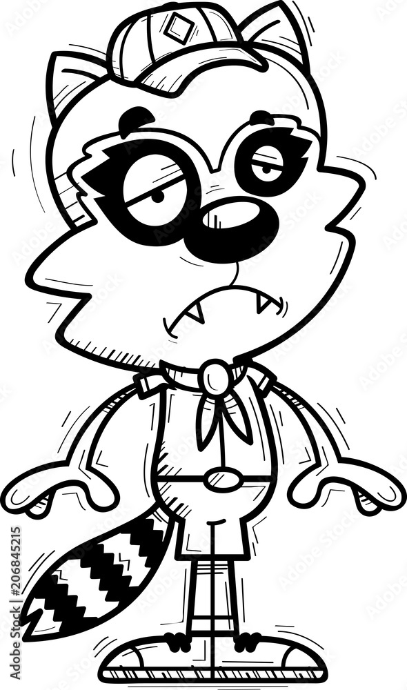 Sad Cartoon Male Raccoon Scout Sad Cartoon Male Raccoon Scout