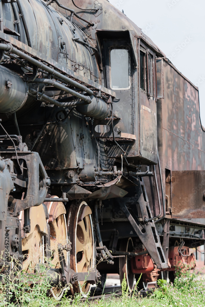 Obraz premium Old steam engine locomotive