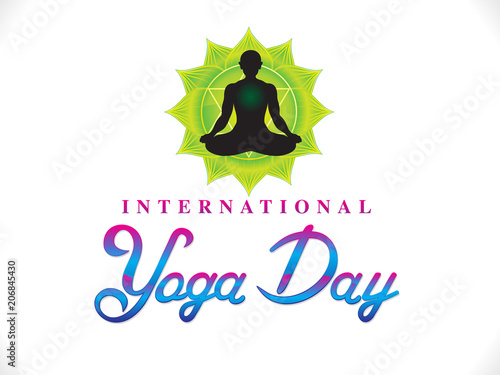 abstract artistic international yoga day text