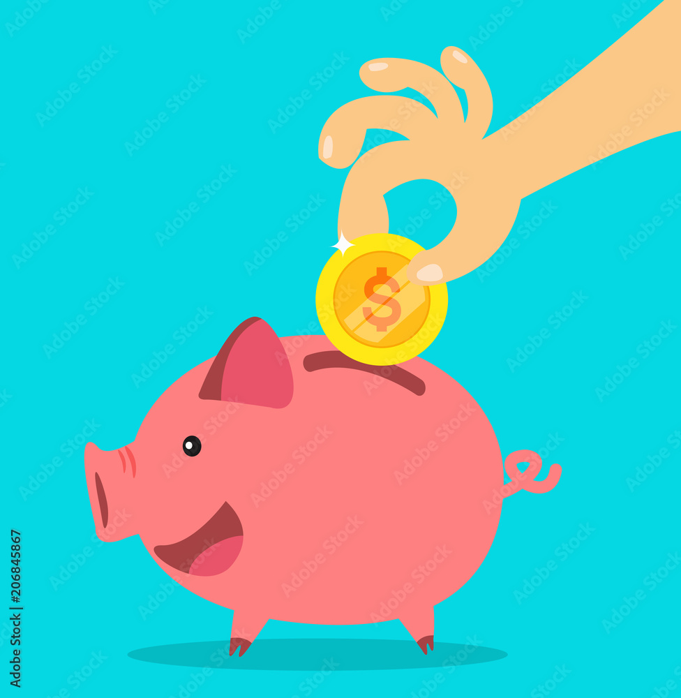 Fototapeta premium piggy bank. money saving concept. vector illustration.