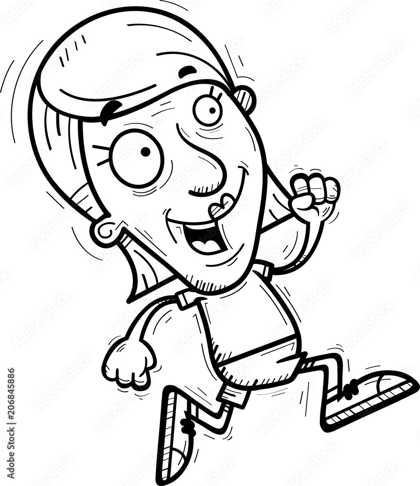 Fototapeta premium Cartoon Senior Citizen Running