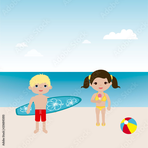 Boy and girl on the beach © Nuria Santos