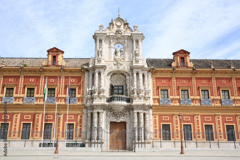 The main entrance of the San Telmo Palace in Sevilla, Andalusia, Spain