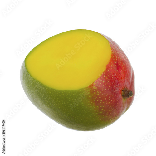 half of mango isolated on white background