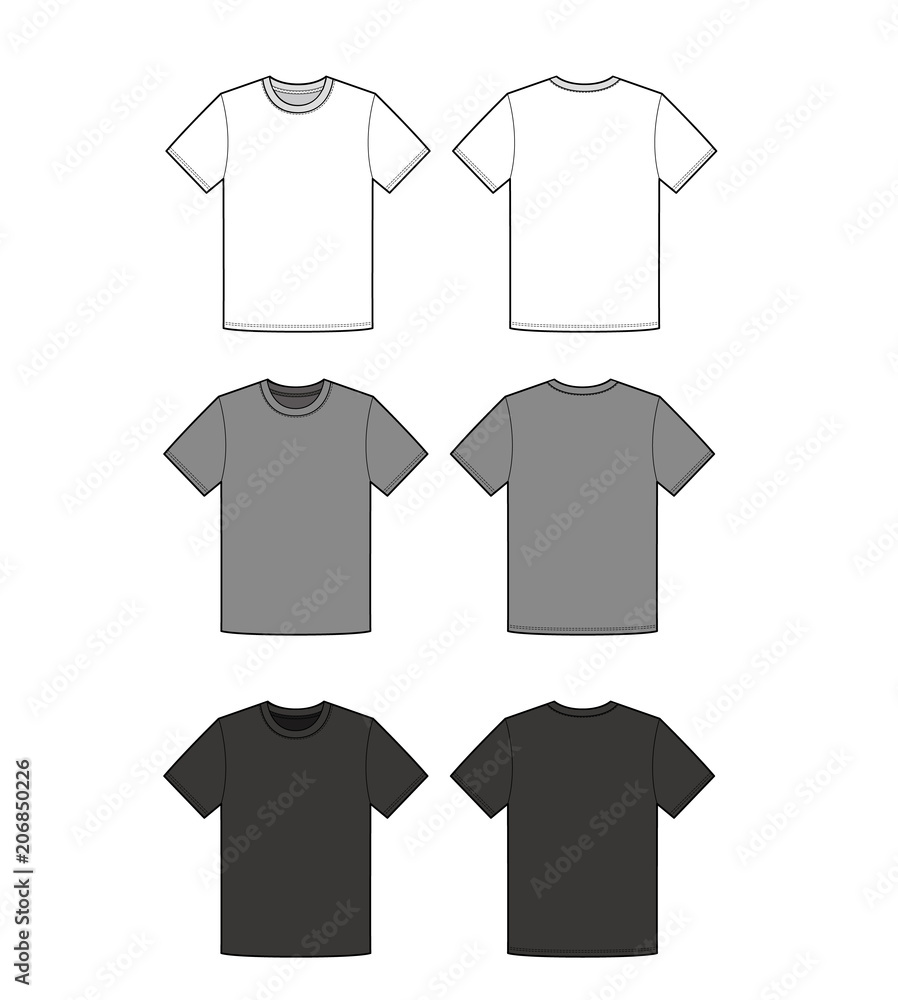 T-shirt top tee fashion flat technical drawing template - obrazy, fototapety, plakaty 