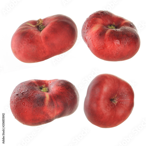 red flat peach isolated on white