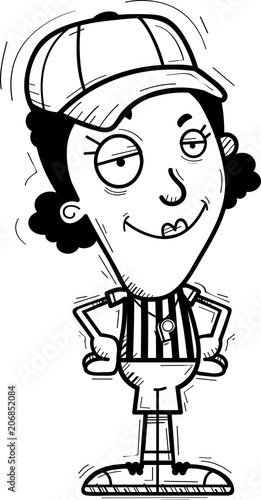 Confident Cartoon Black Woman Referee