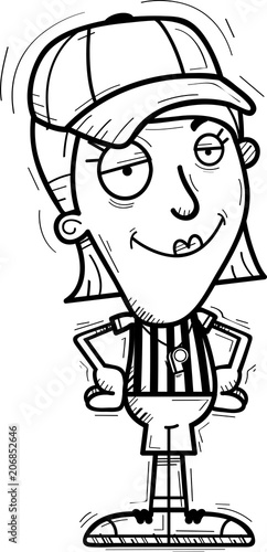 Confident Cartoon Woman Referee