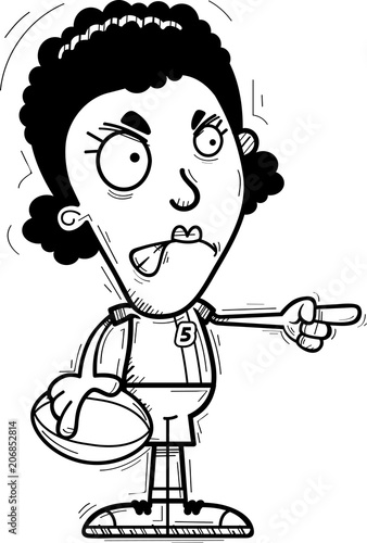 Angry Cartoon Black Rugby Player