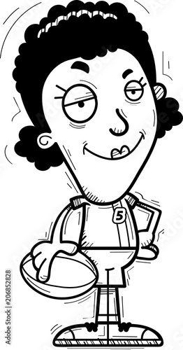 Confident Cartoon Black Rugby Player